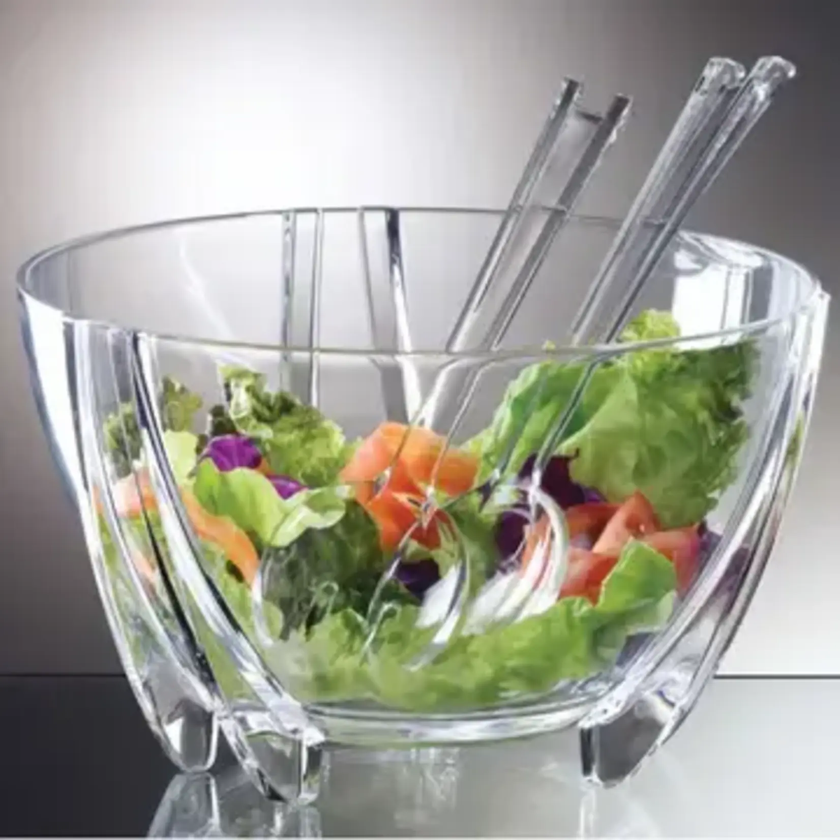 Prodyne Acrylic Salad Bowl w/Servers - Clear (6 quarts)