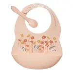 ORE Originals Fresh & Messy Silicone Bib & Spoon Set | Puppies & Poppies