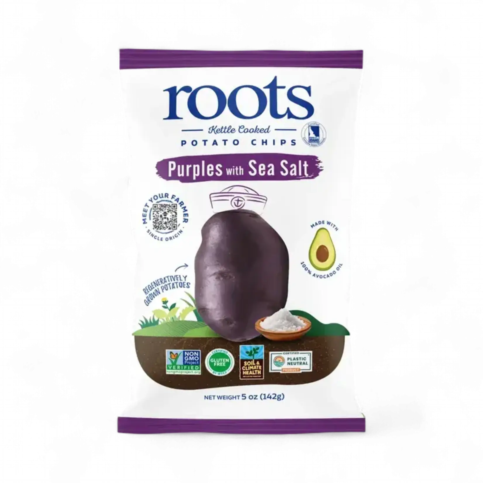 Roots Chips Purples with Sea Salt Kettle Potato Chips 5oz