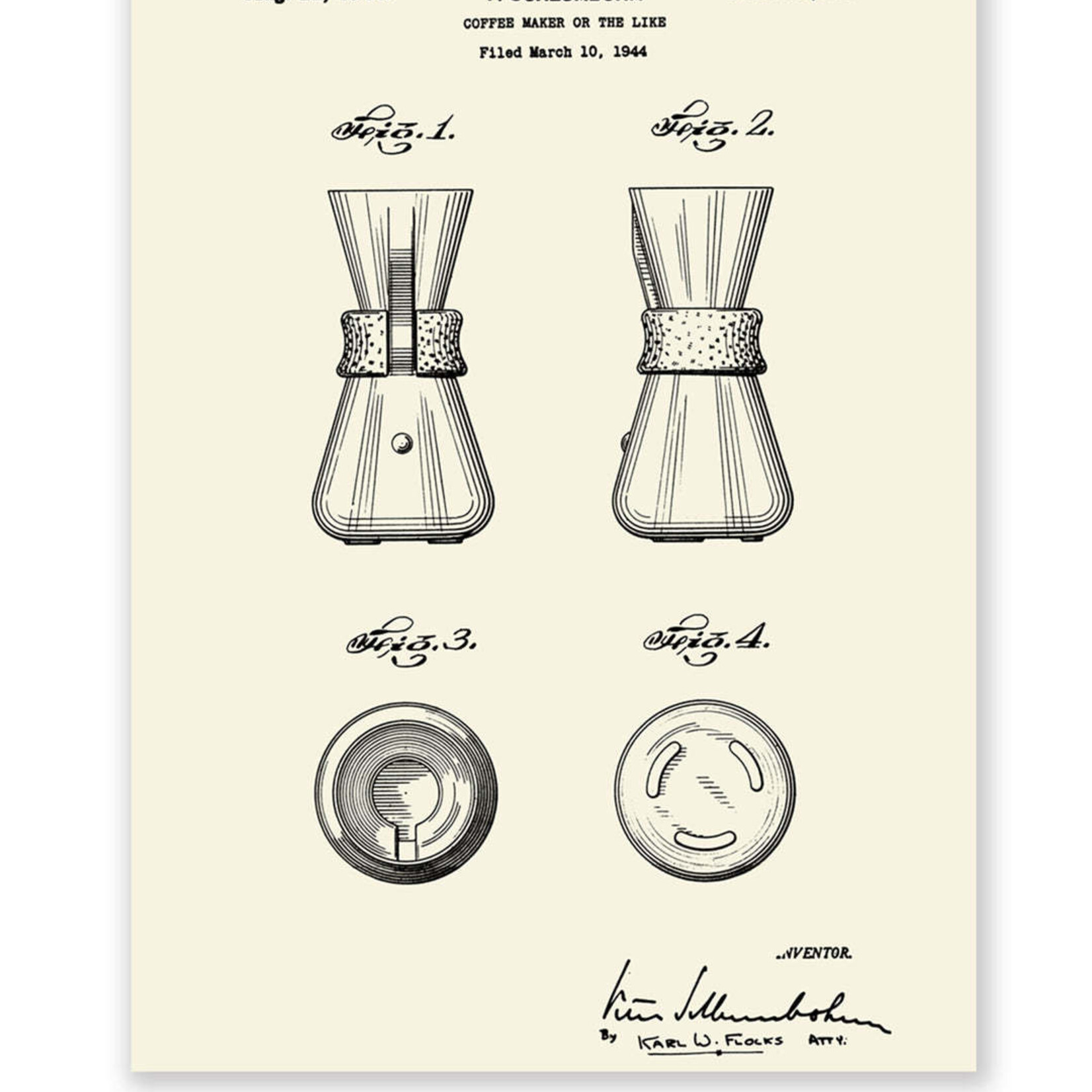 Chemex Patent Poster 3 Coffeemaker 1944