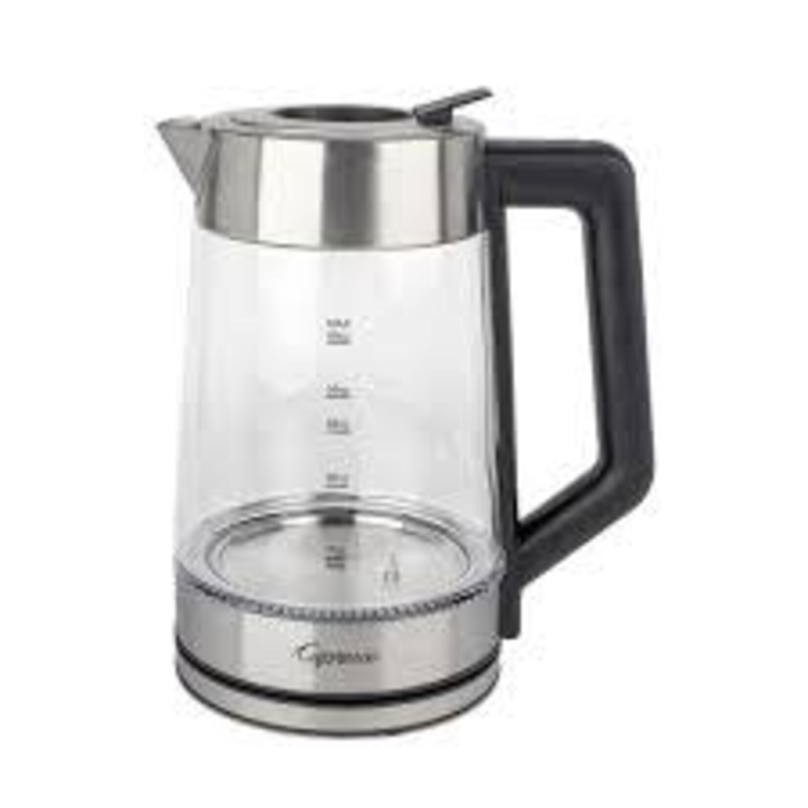 Capresso H2O Glass Select (68 oz.) Glass Water kettle with 4 variable temperatures brushed stainless finish | Capresso