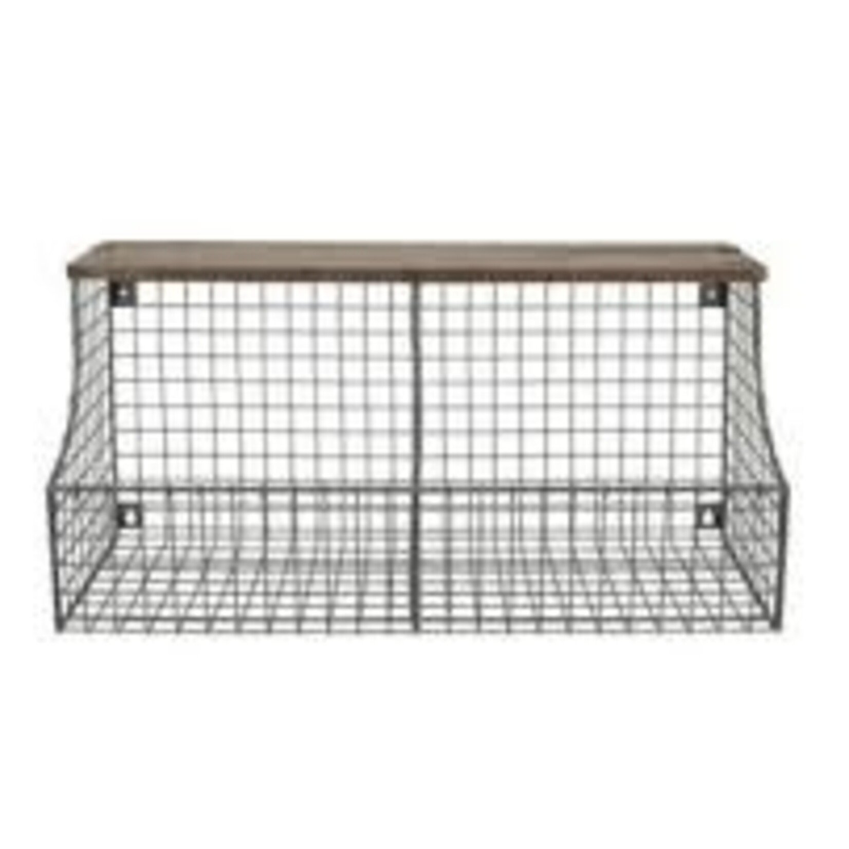 Spectrum Vintage Living¨ Wall Mount Double Storage Bin with Wood Shelf | Spectrum