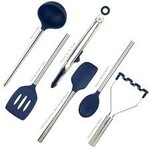 Tovolo Color Blue Slate - Silicone Utensil Set S/6, Blue Slate | Tovolo
