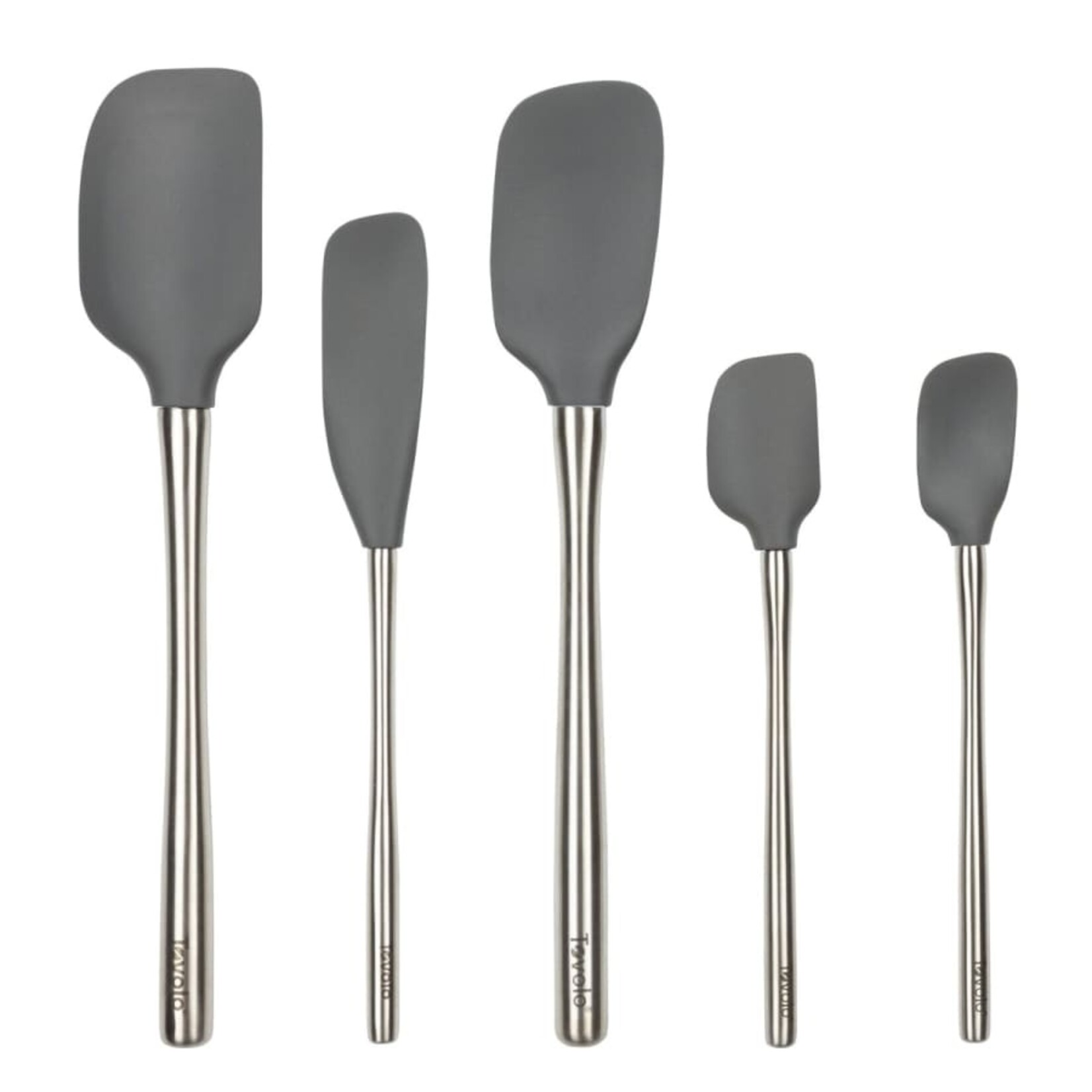 Tovolo Flex-Core® Spatula Stainless Steel Handled Set (Set of 5), Charcoal | Tovolo