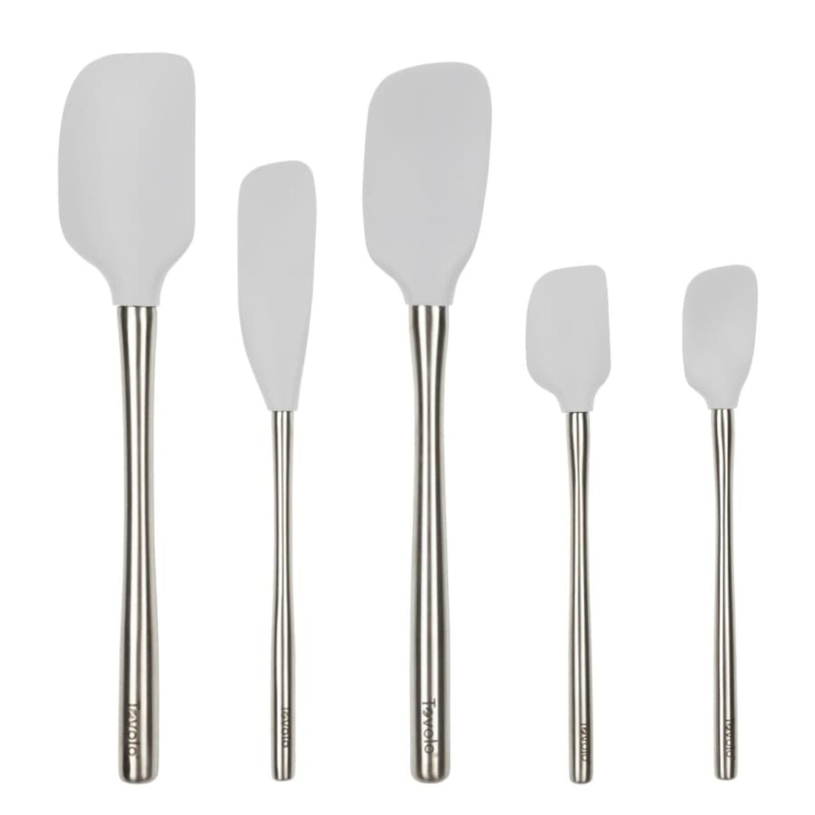 Tovolo Flex-Core® Spatula Stainless Steel Handled Set (Set of 5), Oyster Gray | Tovolo