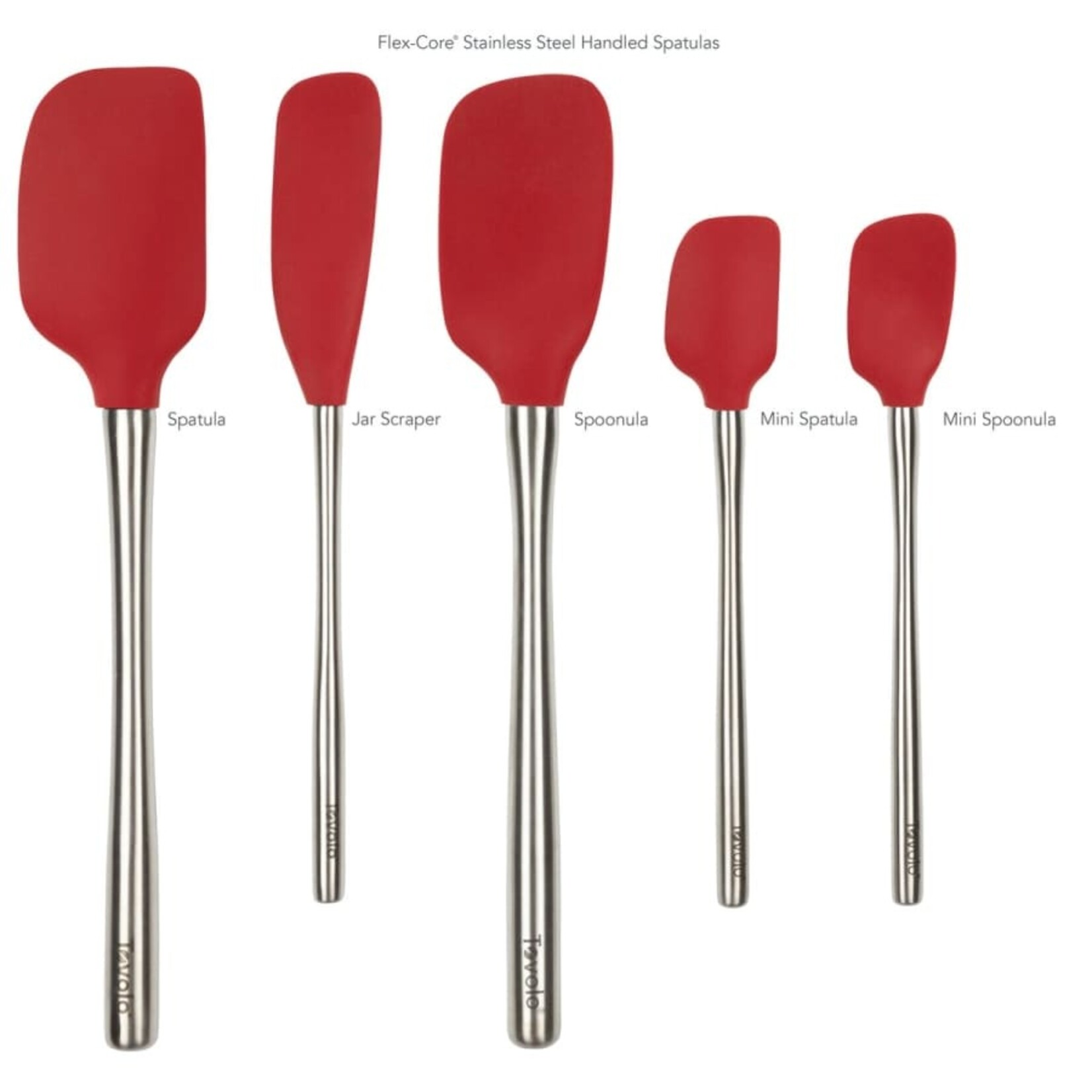Tovolo Flex-Core® Spatula Stainless Steel Handled Set (Set of 5), Cayenne | Tovolo