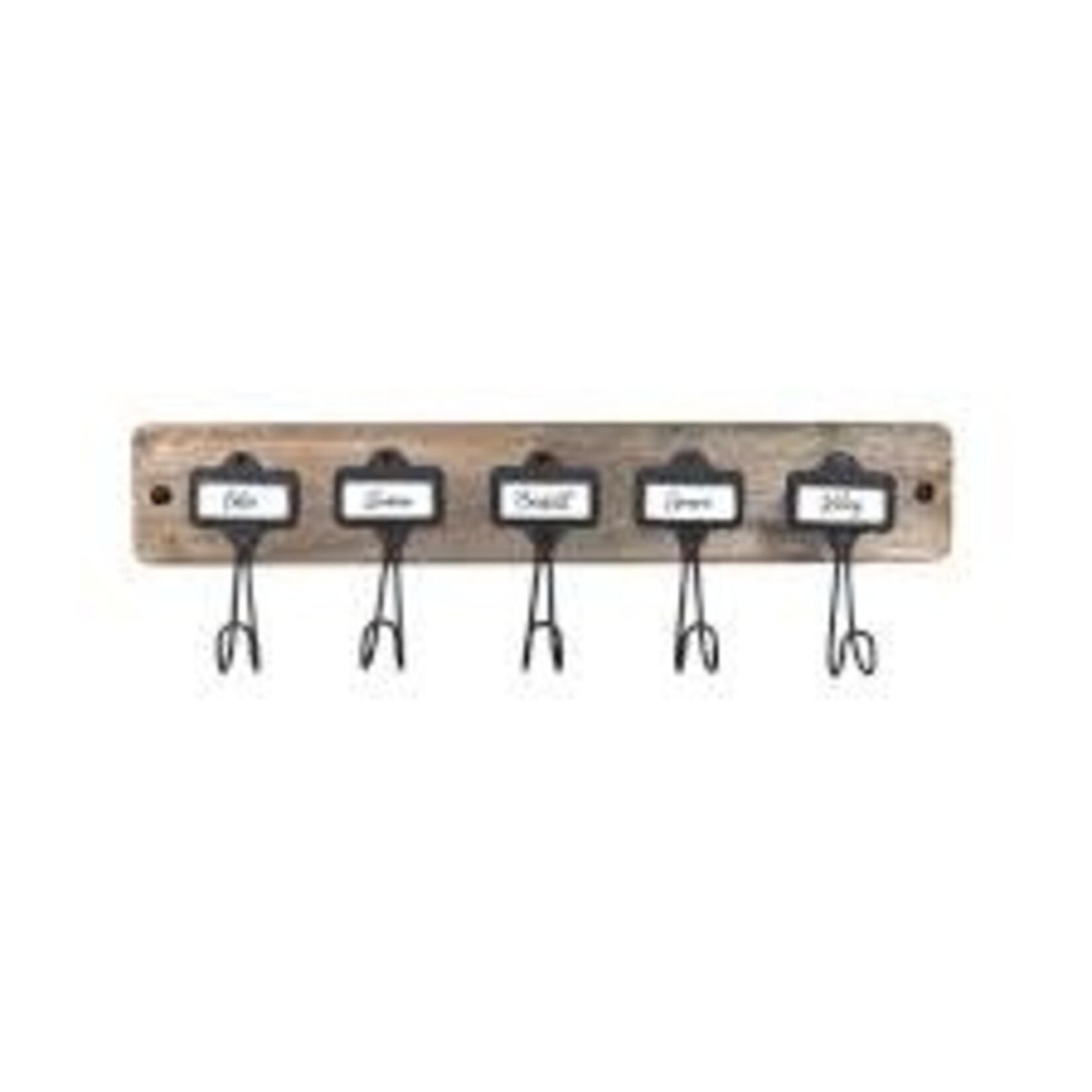 Spectrum Vintage Living¨ Wall Mount Wood Rack - 5 Hook with Nameplates | Spectrum