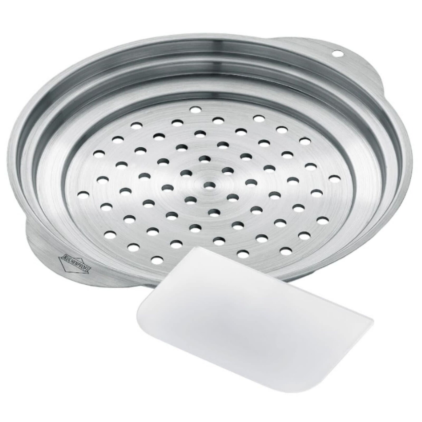 Frieling Spätzle Lid w/ Scraper, S/S, 12" (w/ handles)