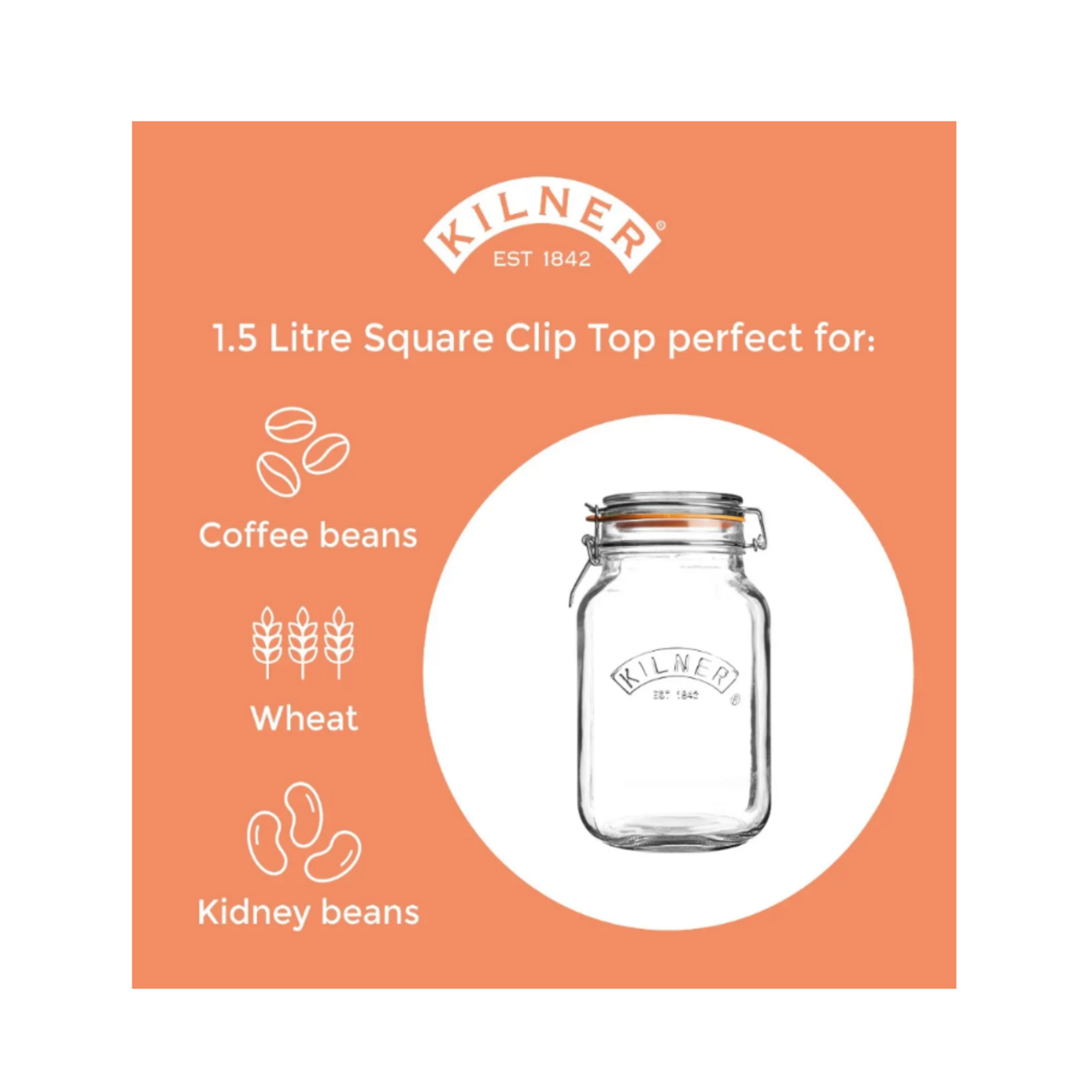 Kilner Square Clip Top Jar 51oz | Kilner