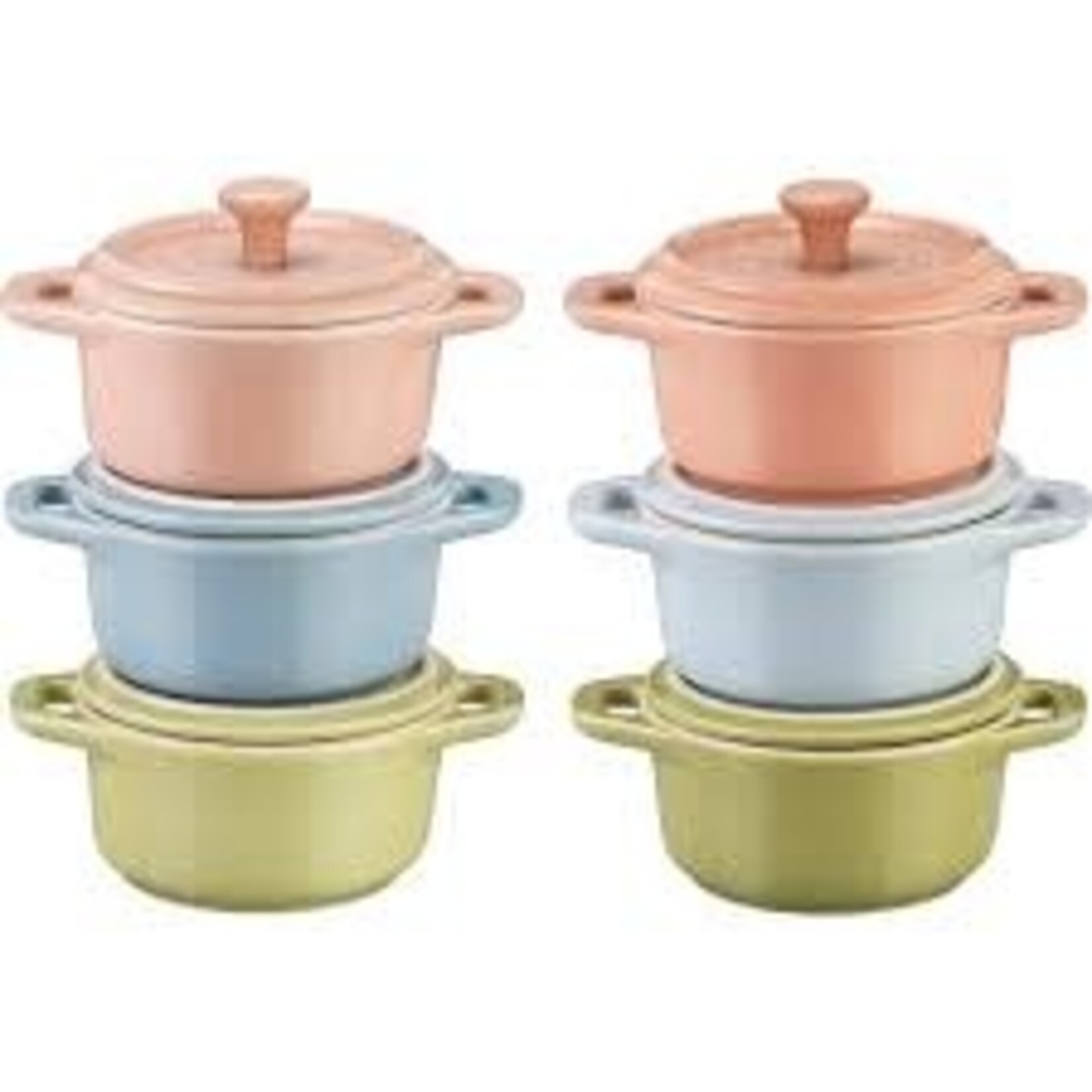 Staub 6-pc Mini Round Cocotte Set (.25-qt) - Macaron Pastel Colors | Staub