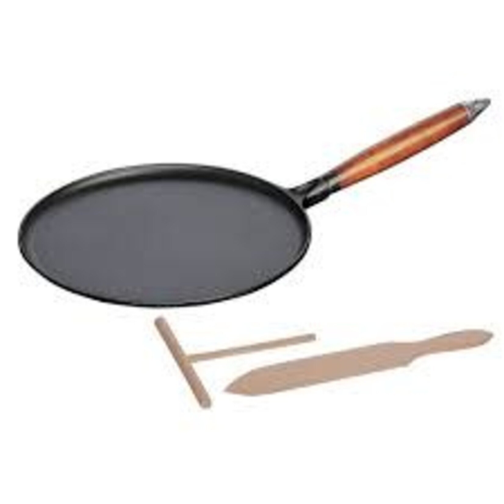 Staub 11-inch Crepe Pan with Spreader & Spatula - Black | Staub