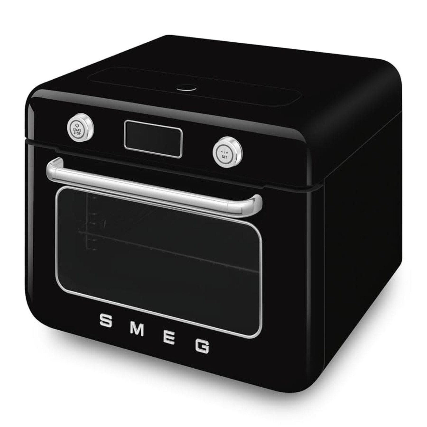 Smeg 50's Retro Style Aesthetic Countertop Air Fry Oven With Steam Black | SMEG