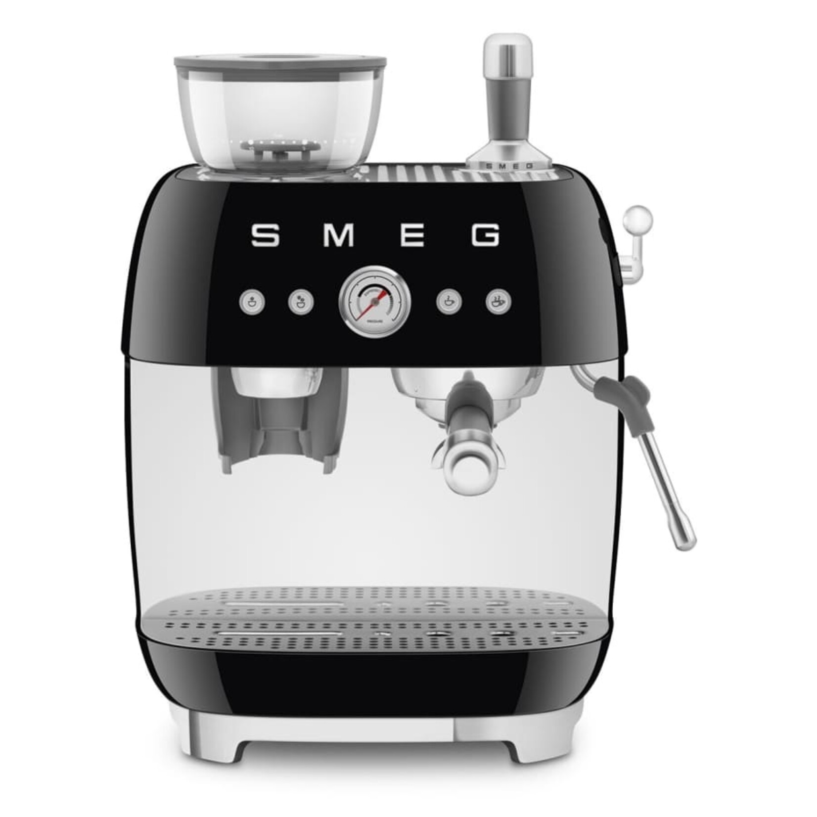 Smeg 50's Retro Style Aesthetic Semi- Automatic Espresso Coffee Machine Black | SMEG