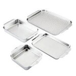 Hestan 5pc OvenBond Set includes: 1/each Half & Quarter Sheet Pans, Rectangular & Square Baking Pans, and Baking Rack for Half Sheet Pan - Provisions Ovenbond | Hestan