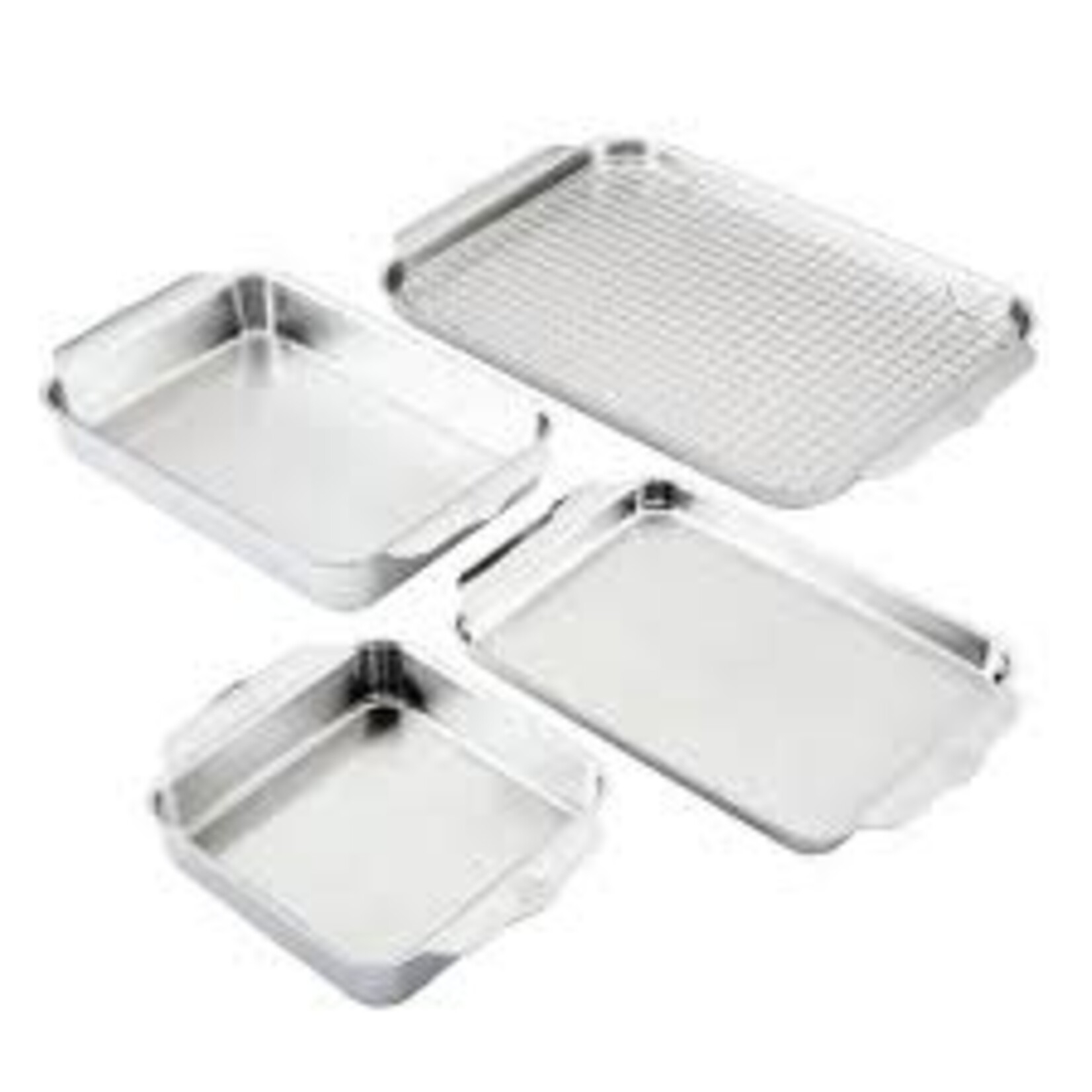 Hestan 5pc OvenBond Set includes: 1/each Half & Quarter Sheet Pans, Rectangular & Square Baking Pans, and Baking Rack for Half Sheet Pan - Provisions Ovenbond | Hestan