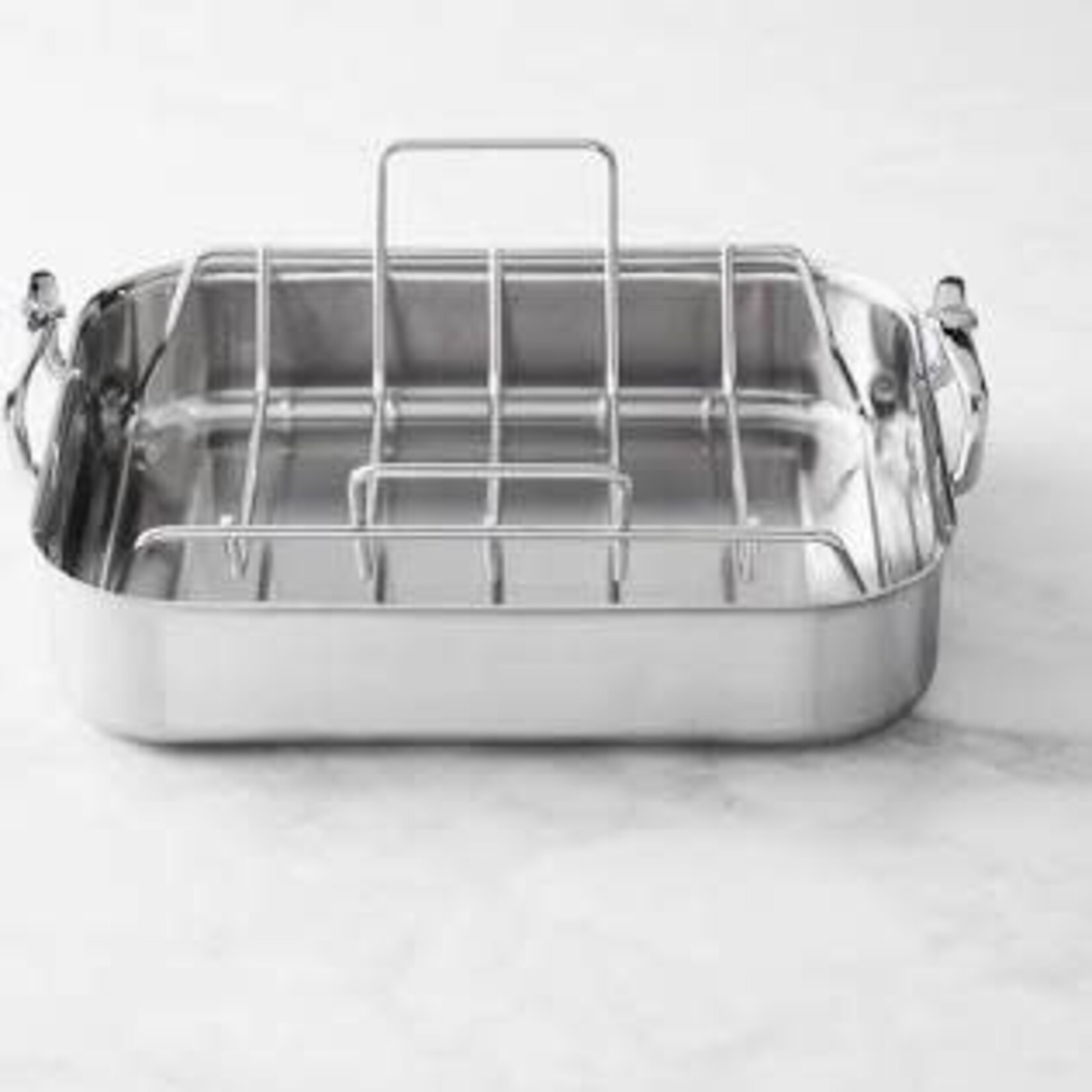 Hestan Classic SS Roaster w/tension rack, Small  (14.5"x12"x3") holds 20lbs - Provisions Roasters, Au Gratins | Hestan