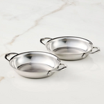 Hestan Set of 2, Stainless Steel 13oz Oval Au Gratin, Small (6.5" x 5.5" each) - Provisions Roasters, Au Gratins | Hestan