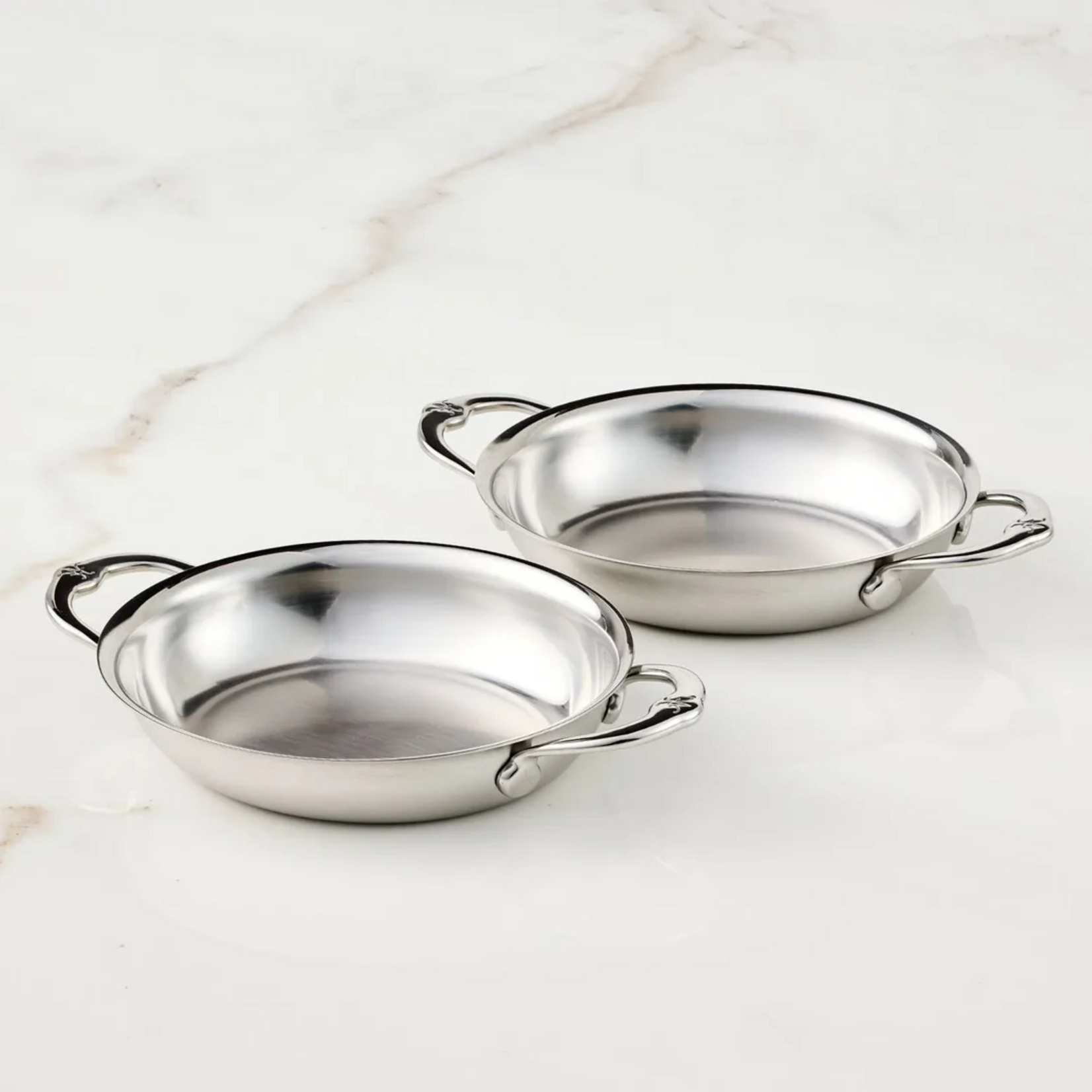 Hestan Set of 2, Stainless Steel 13oz Oval Au Gratin, Small (6.5" x 5.5" each) - Provisions Roasters, Au Gratins | Hestan