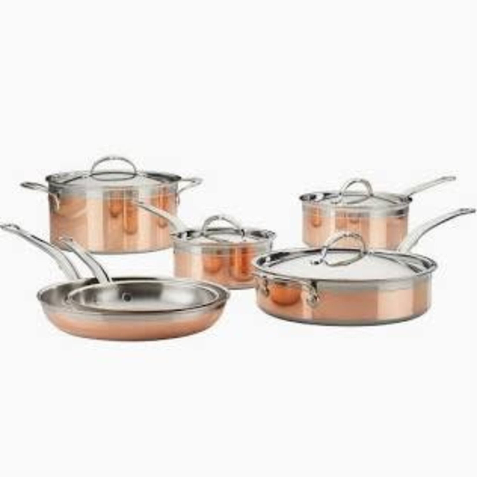 Hestan 10pc Set: includes: 8.5" & 11" Skillets, 1.5qt & 3.0qt Covered Saucepans,  3.5qt Covered Sauté Pan, 8.0qt Covered Stockpot - Copperbond | Hestan