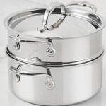 Hestan 3pc Steamer Set: 3.0qt Covered Soup Pot & Steamer Insert w/side handles - Probond Luxe | Hestan