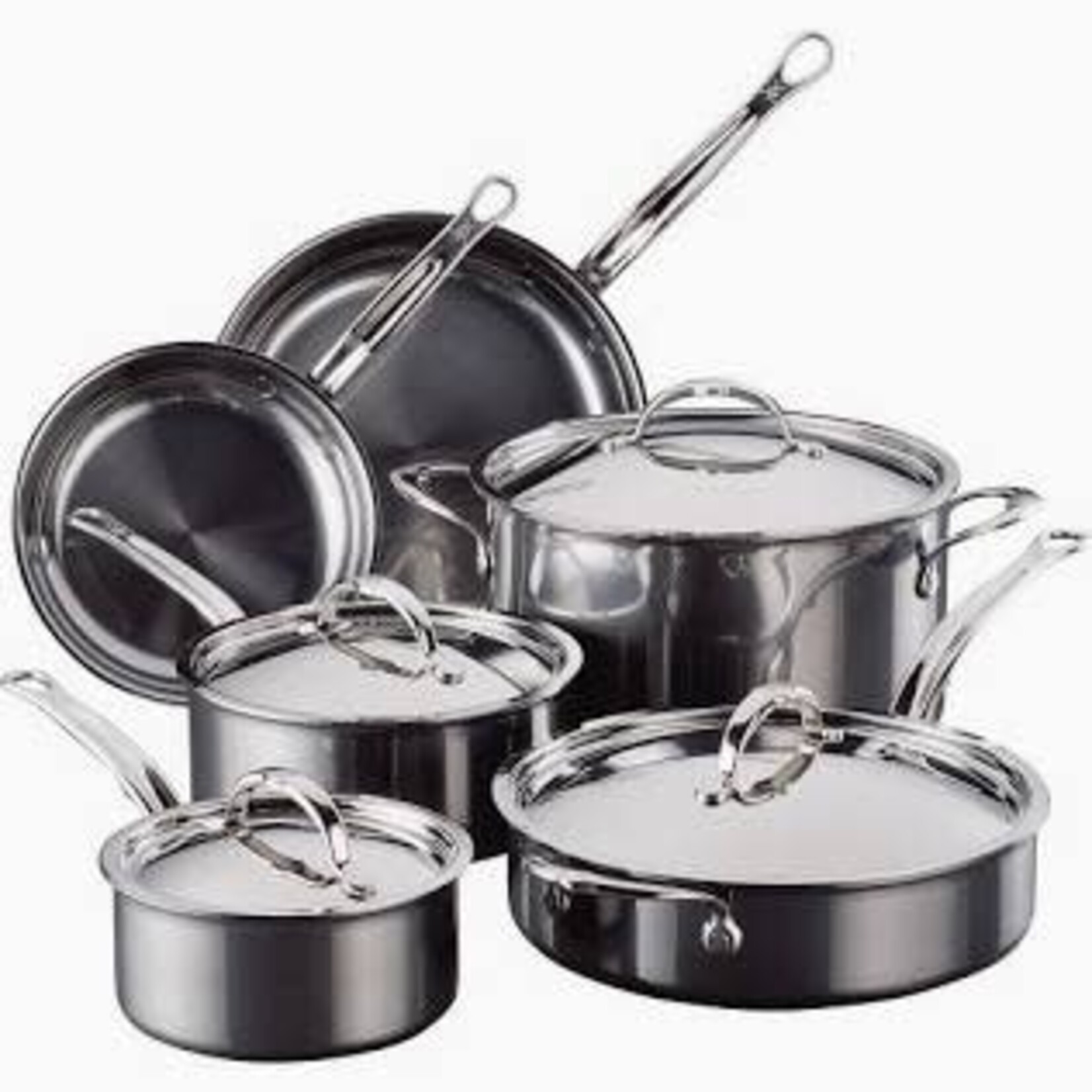 Hestan 10pc Set: includes: 8.5" & 11" Skillets, 1.5qt & 3.0qt Covered Saucepans,  3.5qt Covered Sauté Pan, 8.0qt Covered Stockpot - Nanobond | Hestan
