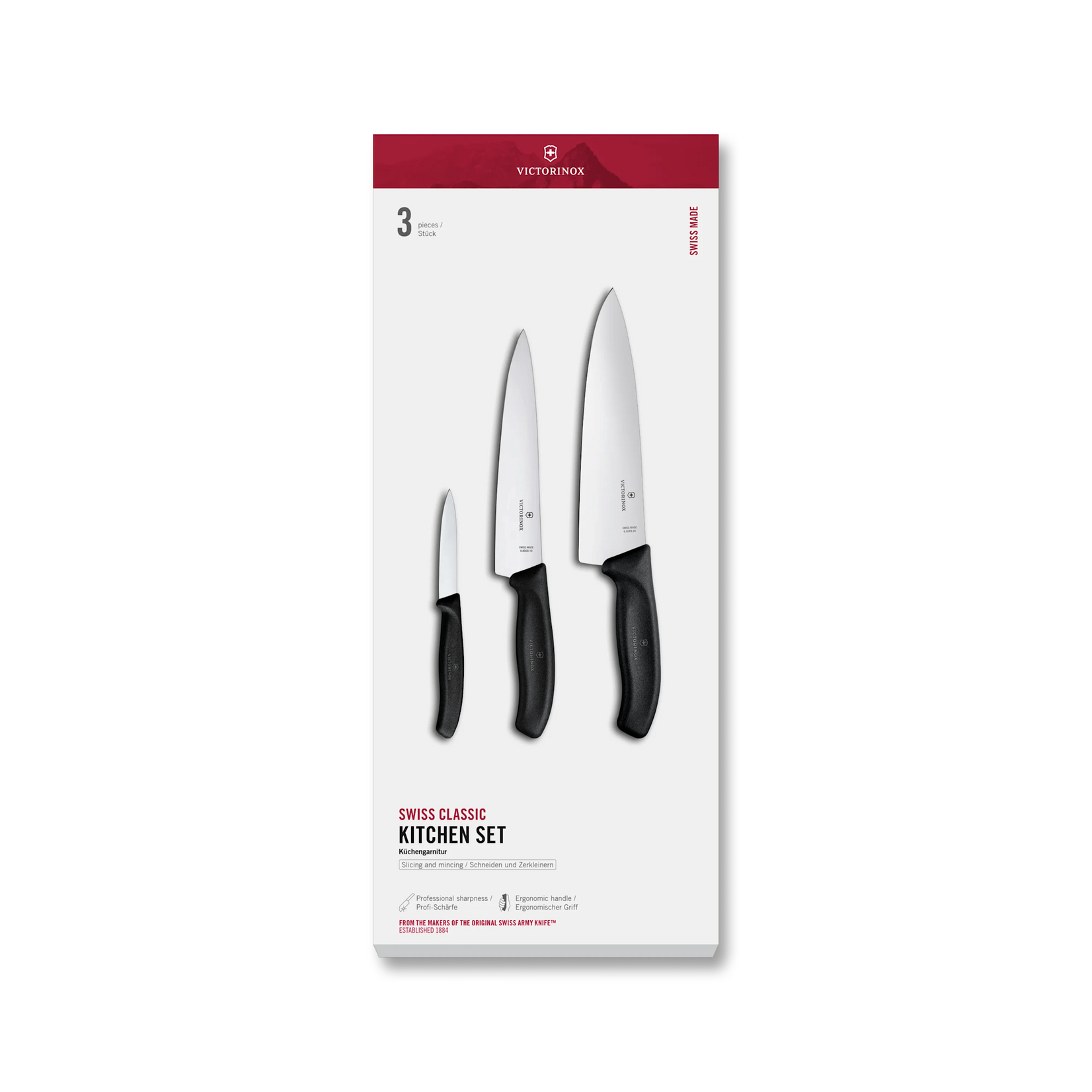 Victorinox Sets, 3-Piece Chef's Set (8" Chef's, 8" Carving, 3_" Paring) Black | Victorinox