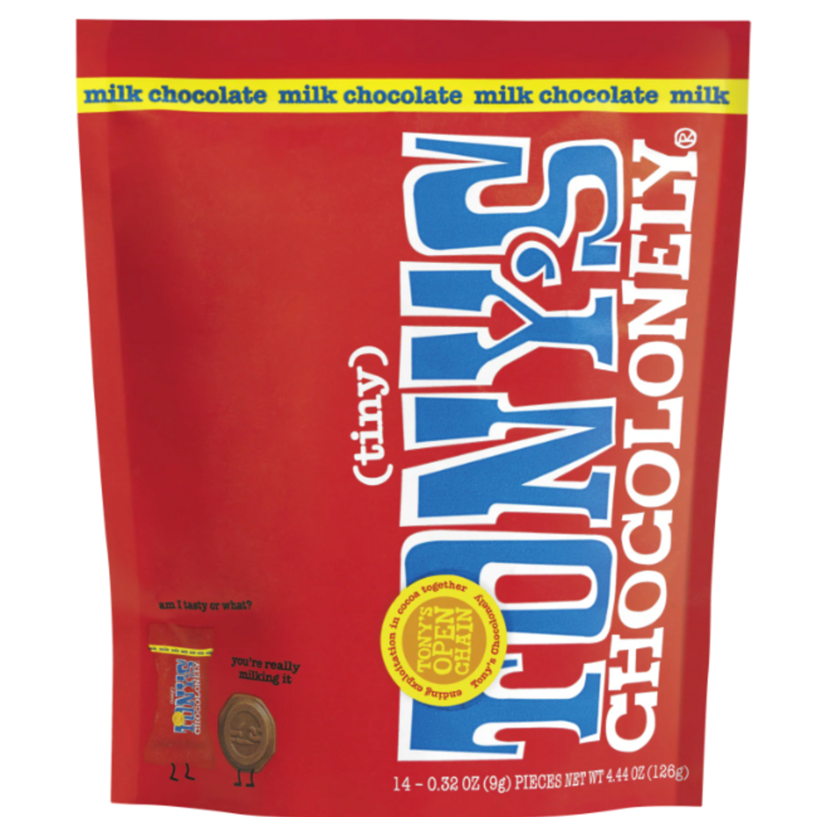 Tony's Chocolonely milk chocolate Tiny Tony’s pouch | Tony's Chocolonely