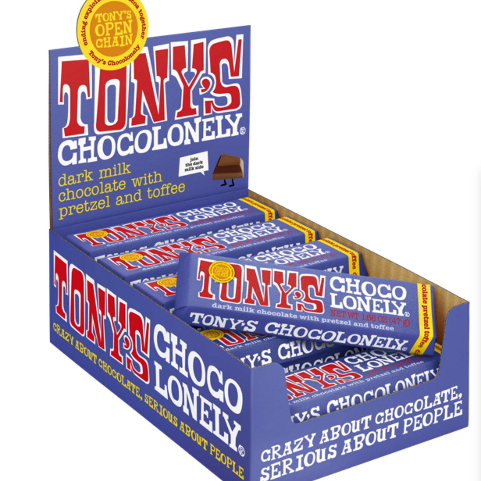 Tony's Chocolonely dark milk pretzel toffee 42% - Small Bar | Tony's Chocolonely