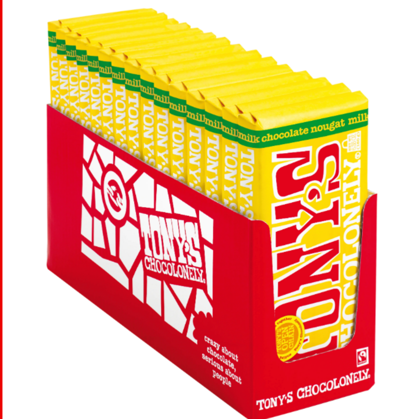 Tony's Chocolonely milk honey almond nougat 32% - Large Bar | Tony's Chocolonely