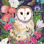 Floral Barn Owl Cocktail Napkin