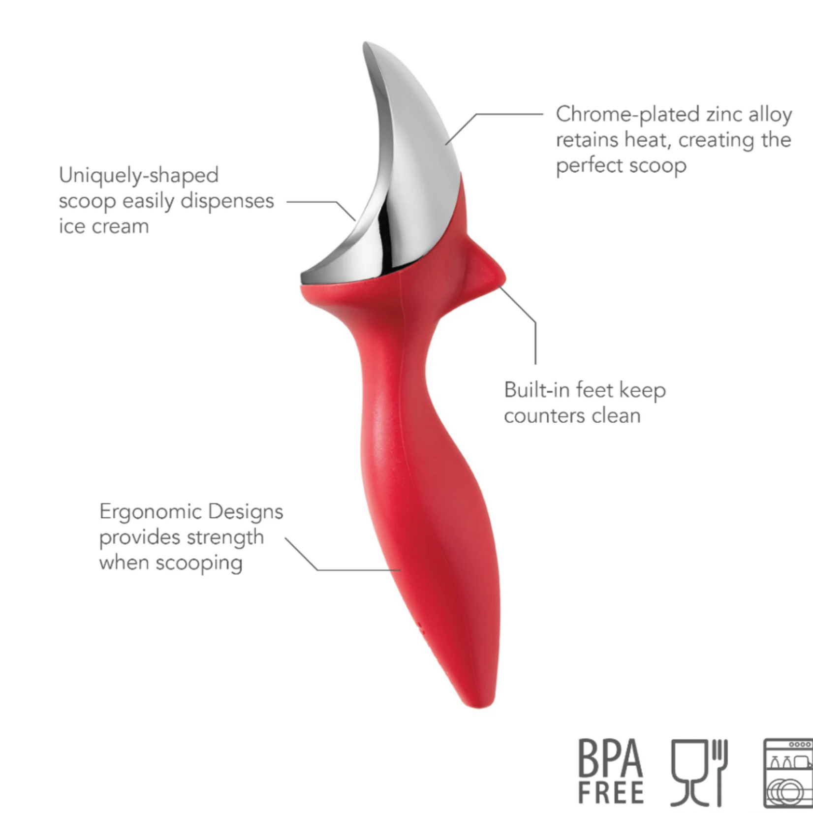 Tovolo Tilt Up Ice Cream Scoop Candy Apple