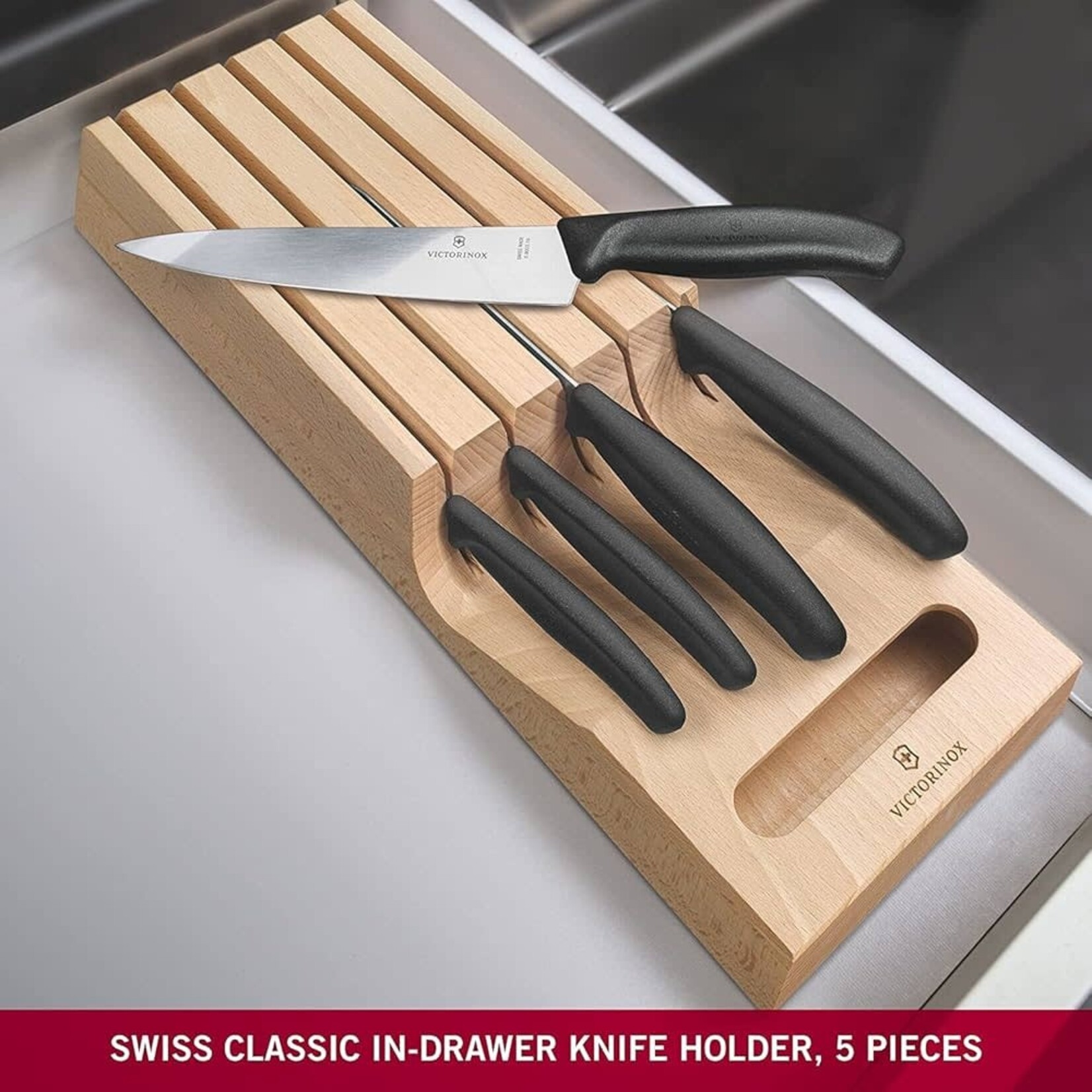 Victorinox Block Sets, 6-Piece Set with In-Drawer Knife Holder Black | Victorinox