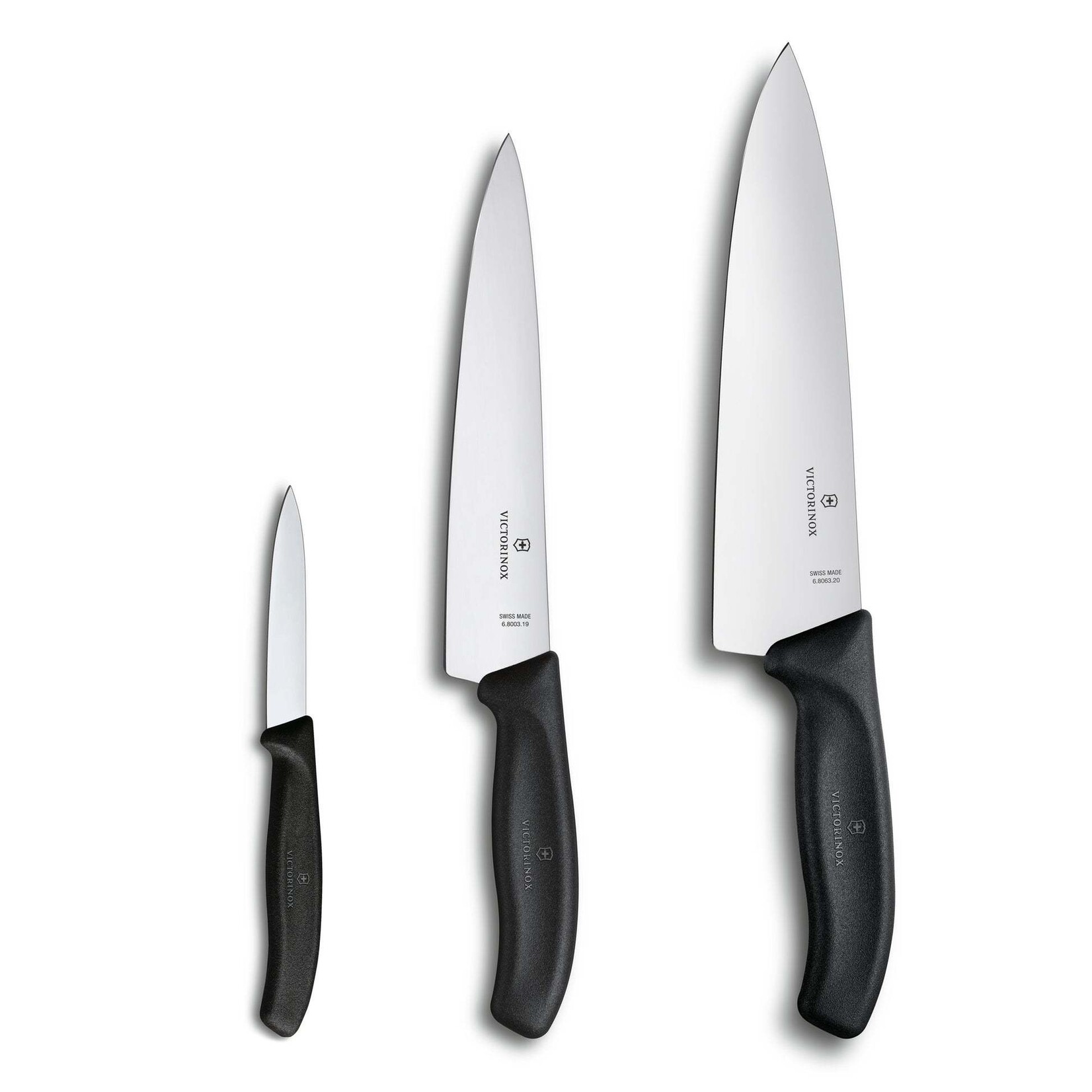 Victorinox Sets, 3-Piece Chef's Set (8" Chef's, 8" Carving, 3_" Paring) Black | Victorinox