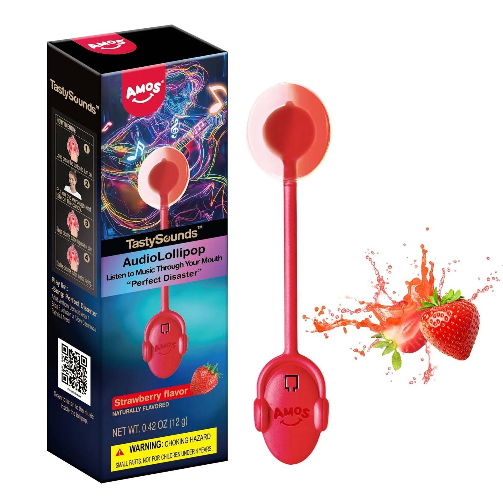 Grandpa Joes Tasty Sounds Audio Lollipop Strawberry/Hip Hop