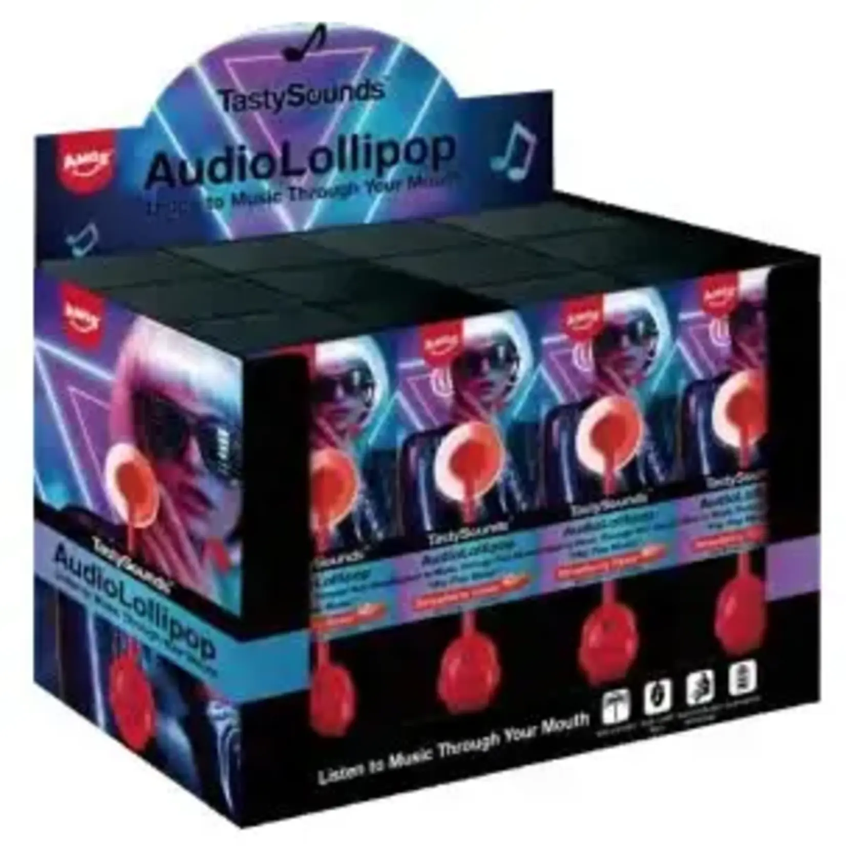 Grandpa Joes Amos Tasty Sounds Audio Lollipop Strawberry Flavor