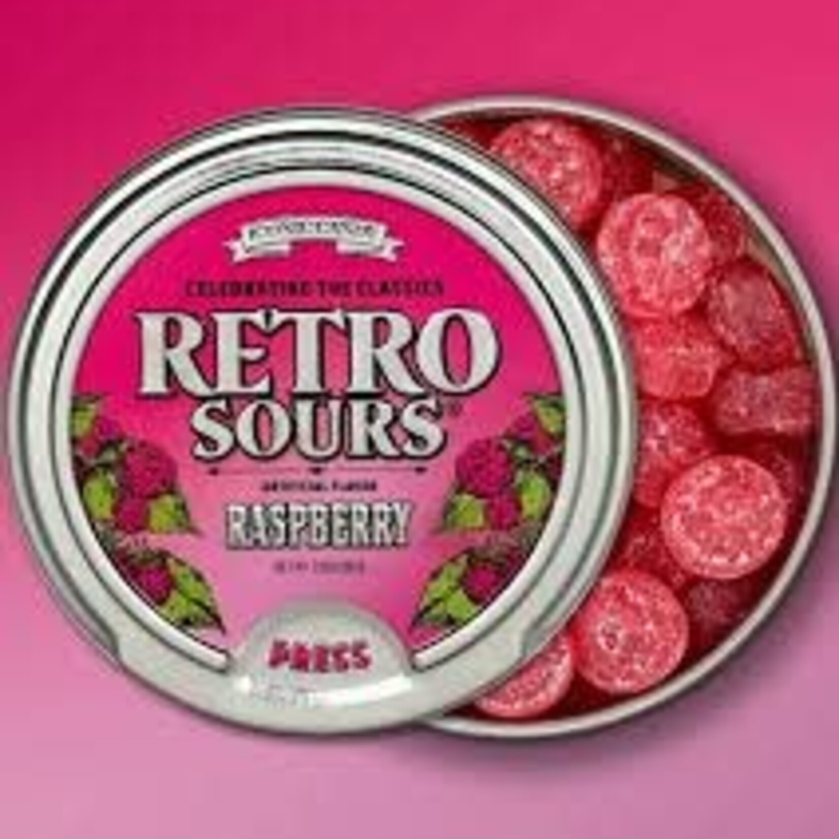 Grandpa Joes Retro Sours Raspberry, 16.9oz Tin