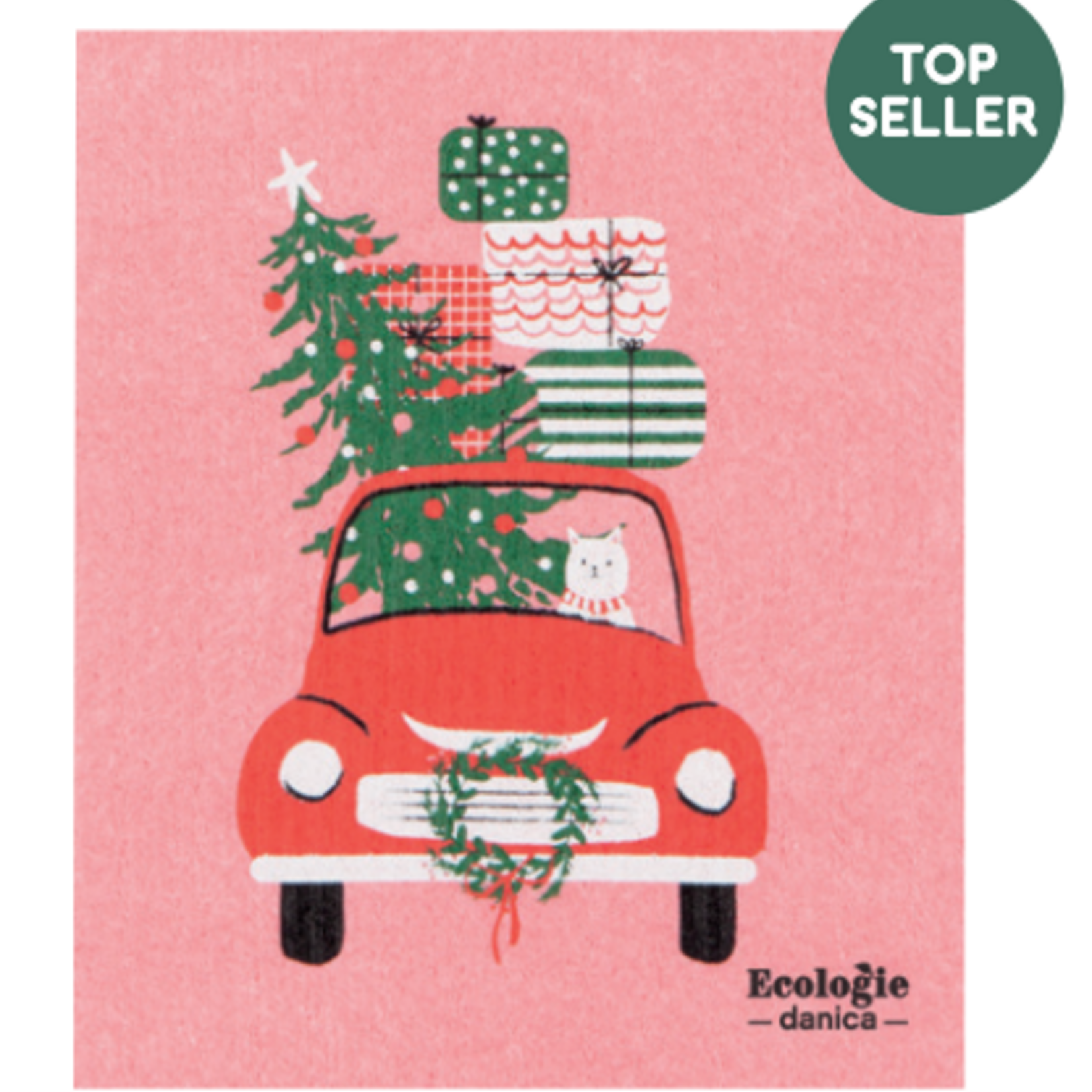 Danica Brands Winter Wheels Cat Swedish Dishcloth | Danica Brands