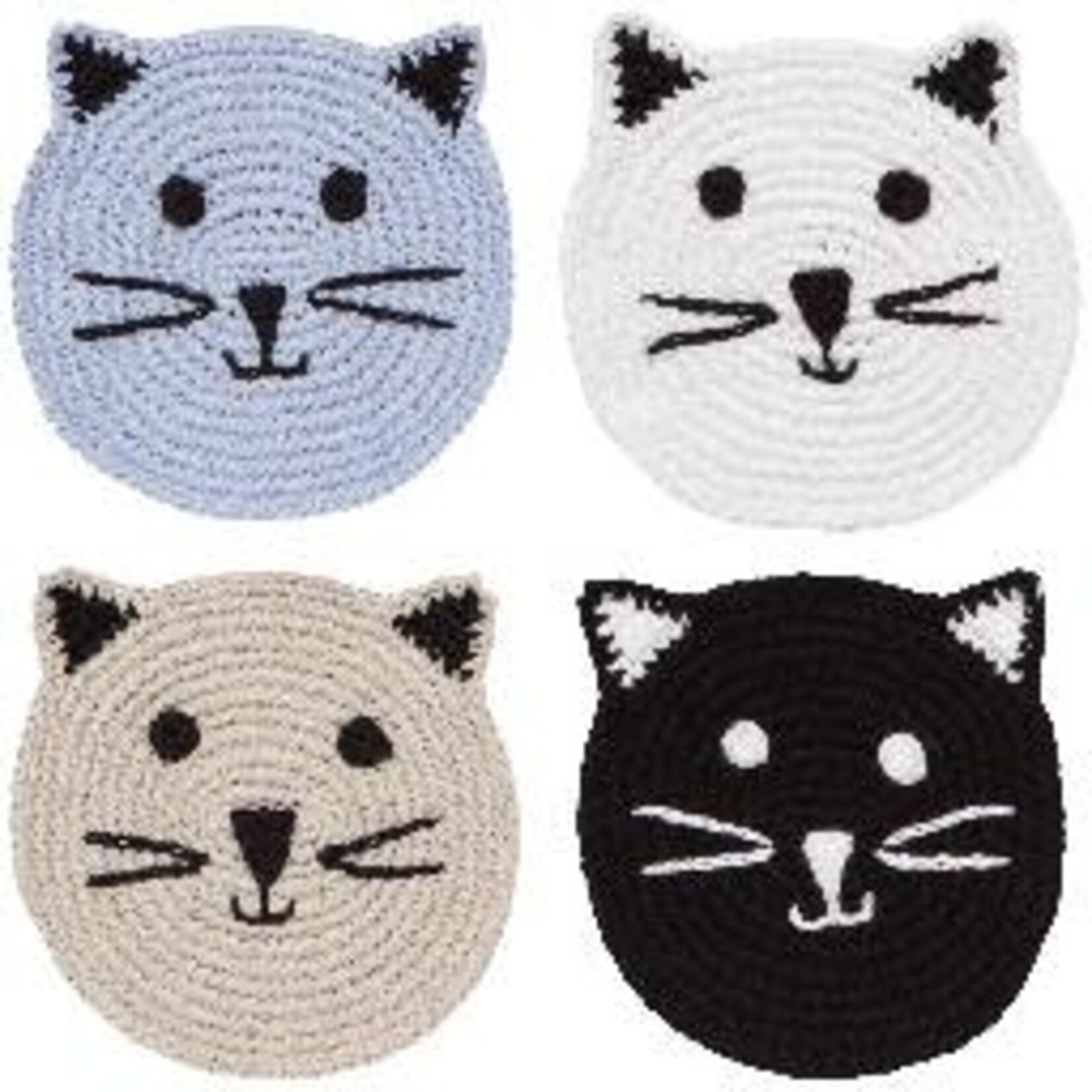 Danica Brands Crochet Coasters Set of 4 Assorted - Meow & Furever | Danica Brands