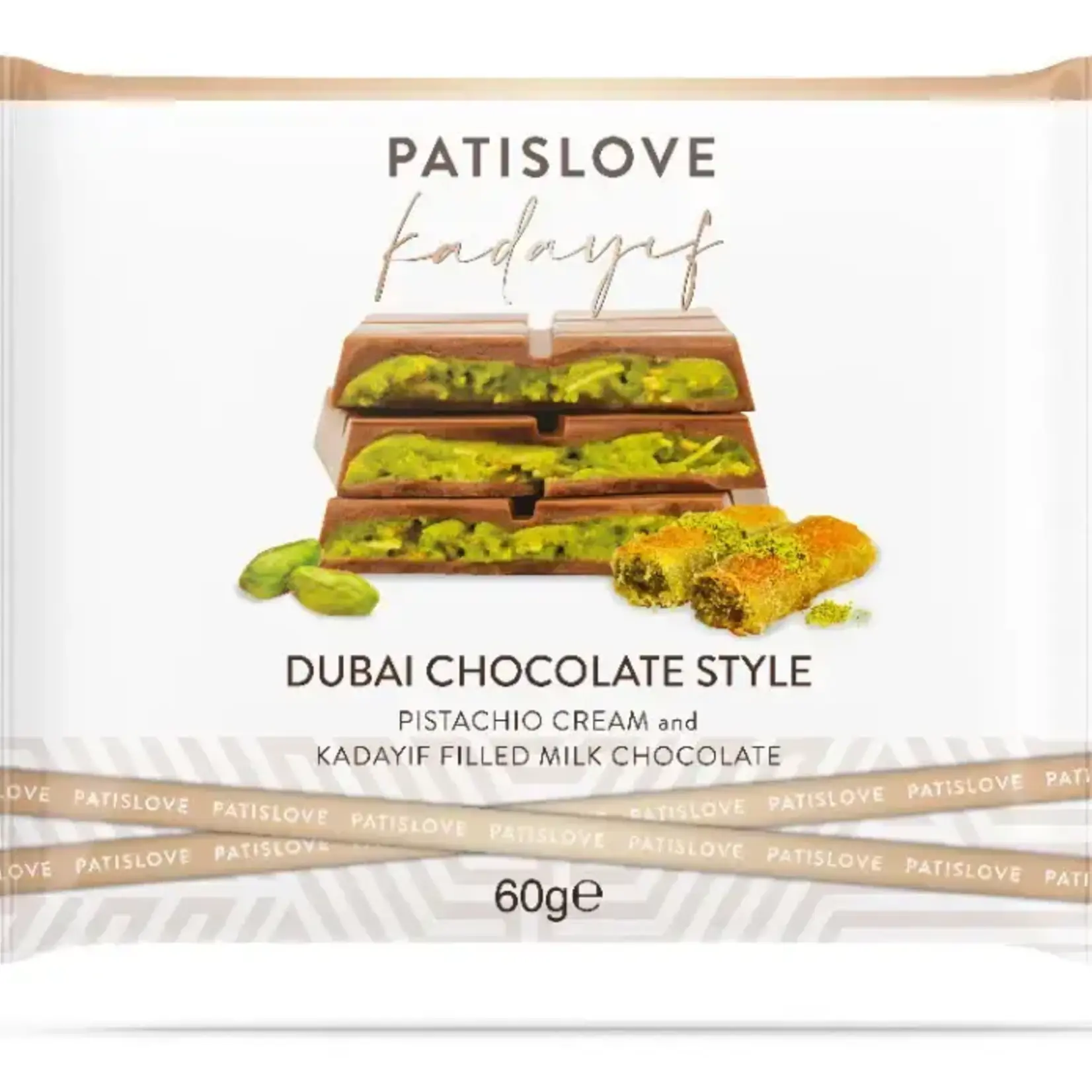 Nova Brands Patislove Dubai Chocolate Bar - Premium Gourmet 60g