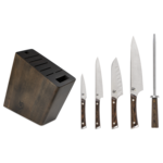 Shun Kanso 6 Pc Block Set: Paring 3.5", HG Santoku 5.5", Utility 6", Chef's 8", Combination Honing Steel, 8-Slot Block (DM0839).