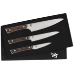 Shun Kanso 3 Pc Starter Set: Paring 3.5", Utility 6", Chef's 8", in a boxed set.