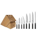 Shun Classic 9 Pc Chef's Choice Block Set: Paring 3.5", Santoku 5.5", Utility 6", Boning/Fillet 6", Chef's 8", Offset Bread 8.25", H.G. Slicing 9", Combination Honing Steel and 22-Slot Bamboo Block.