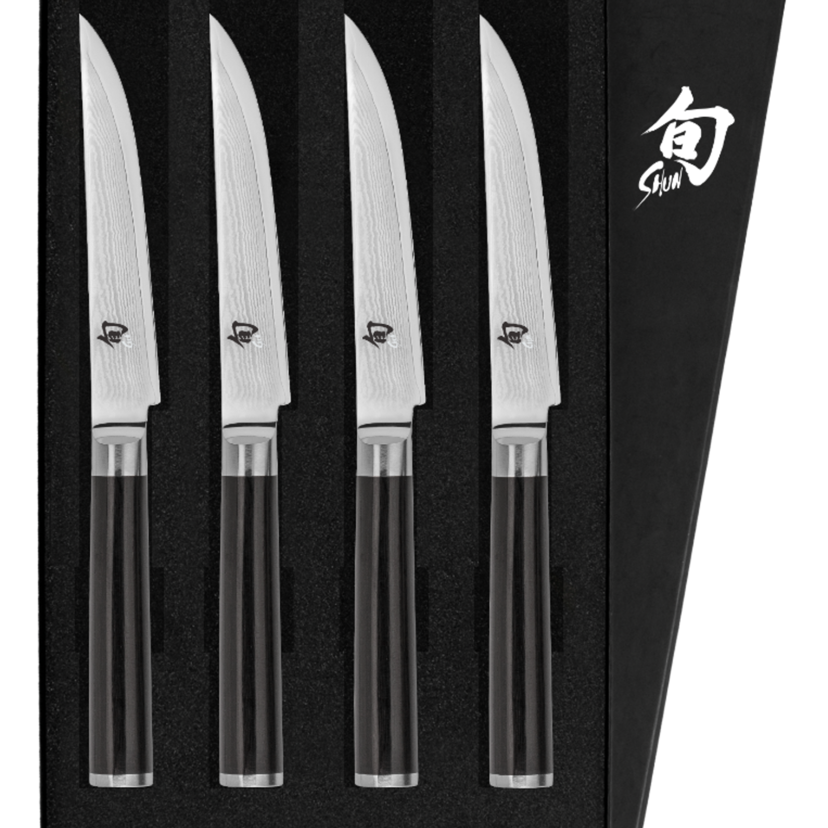 Shun Classic 4 Pc Steak Knife Set: Four Steak Knives (DM0711) in a boxed set