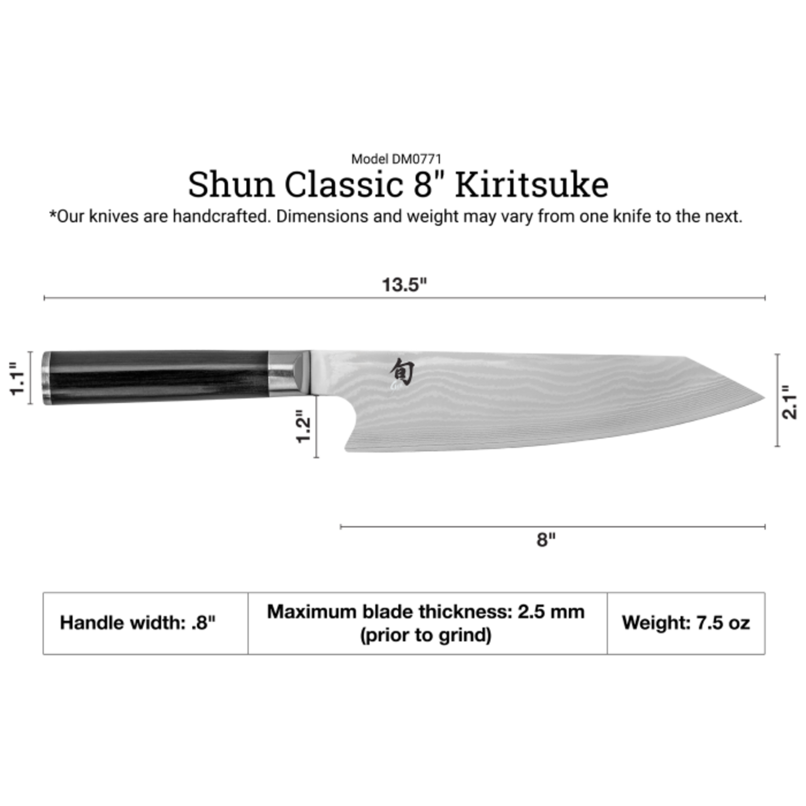 Shun Classic Kiritsuke 8"