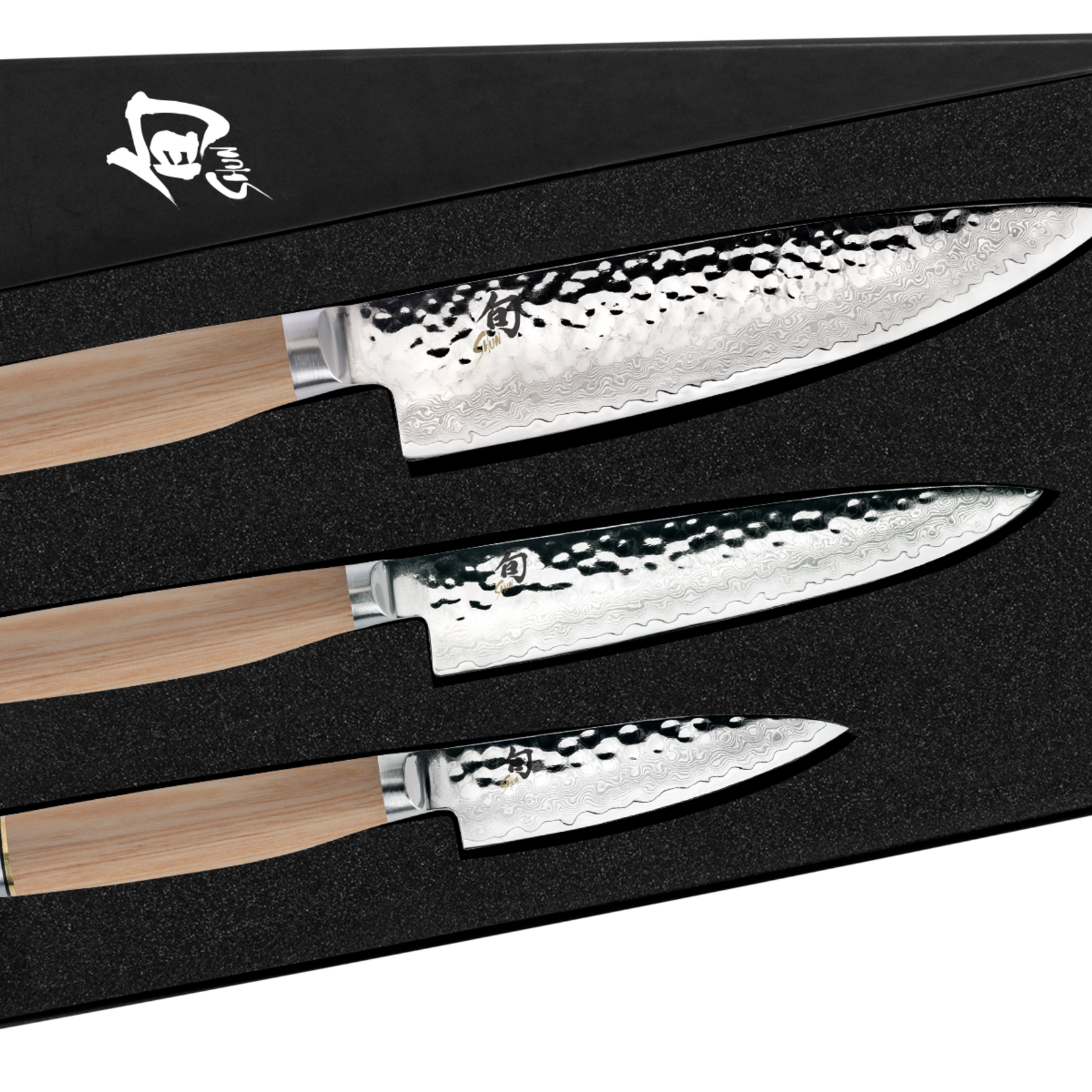 Shun Premier Blonde 3 pc. Set: Paring 4", Utility 6.5", Chef's 8" in a boxed set.