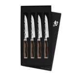 Shun Premier 4 Pc Steak Knife Set: Four Steak Knives (TDM0711) in a boxed set.