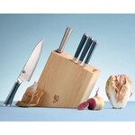 Shun Shiranami 6pc Block Set:Paring 4", Chef's 8", Nakiri 6.5", Master Utility 6.5", Combination Honing Steel (SS0790), 8-Slot Block (DM0844)