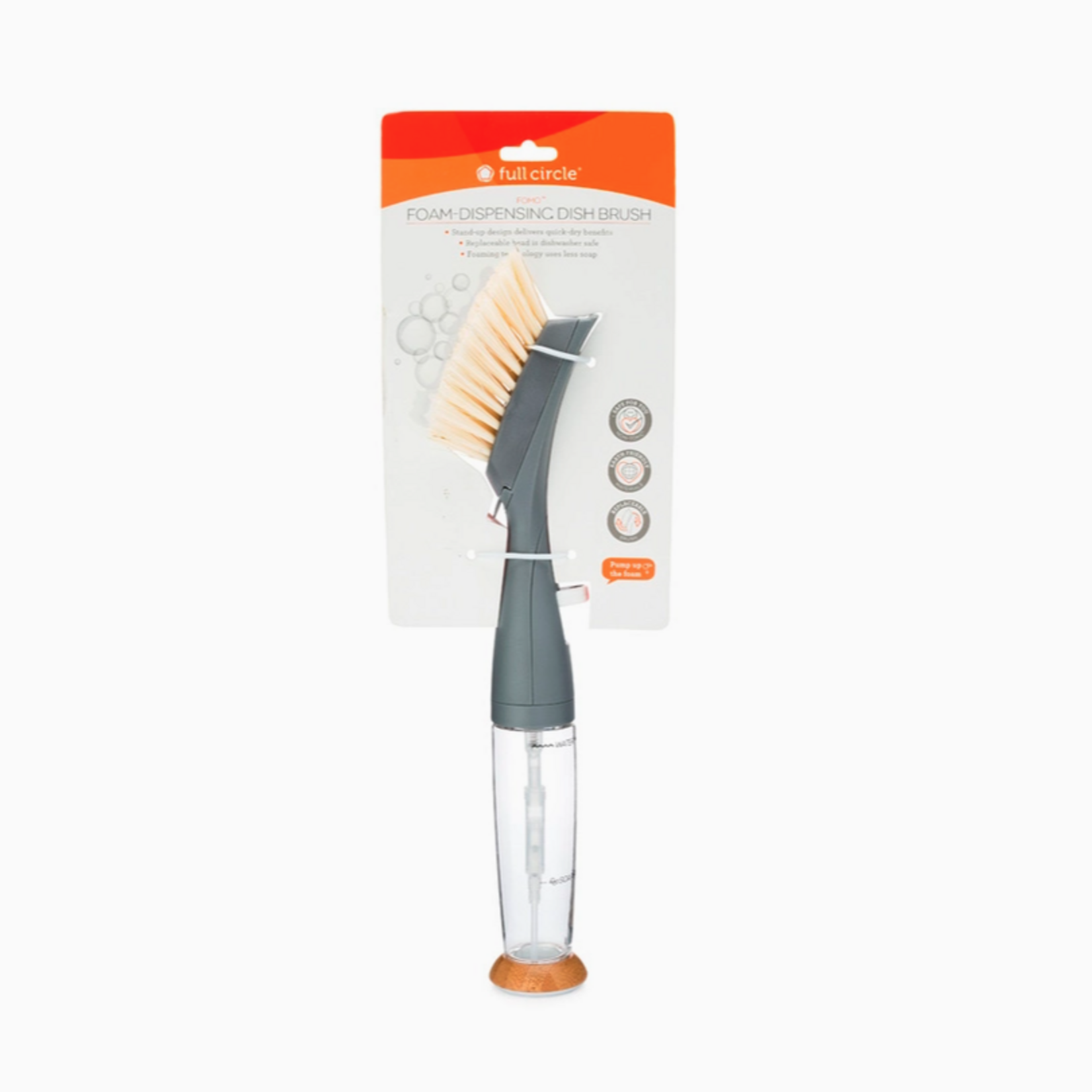 Full Circle Foam Alone Dish Brush, Gray | Full Circle