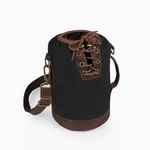 Picnic Time Insulated Growler Tote - Black with Brown Accents