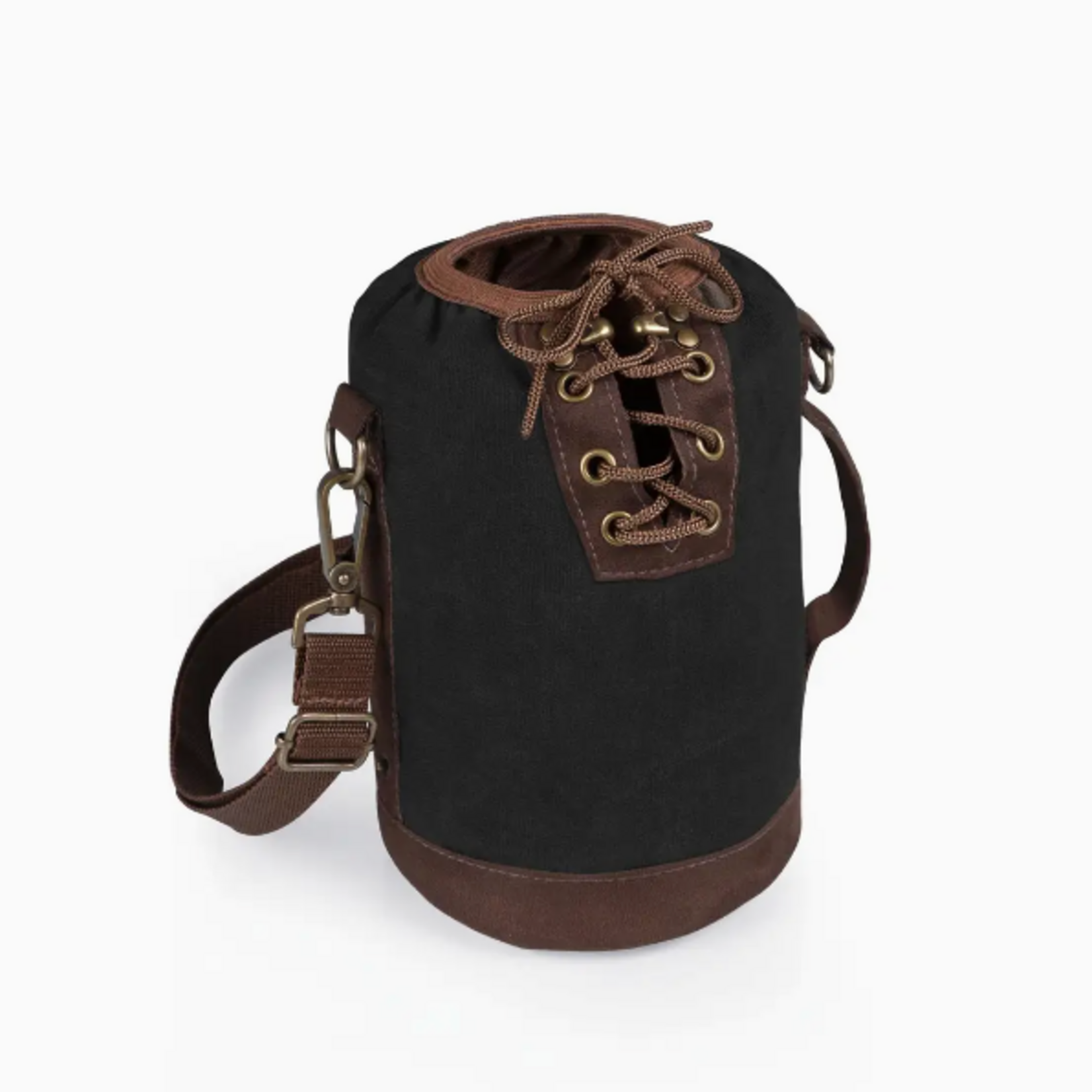 Picnic Time Insulated Growler Tote - Black with Brown Accents